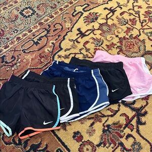 5 Nike girls Athletic Shorts - Blue, Black, and White 3 size XS, 2 size 5-6